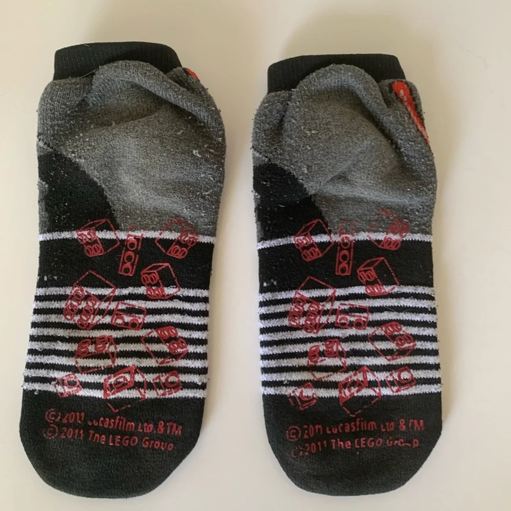 Lego Star Wars No Show Slipper Socks Darth Vader Black White Red